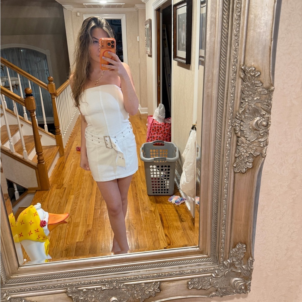 Superdown White Strapless Mini Dress